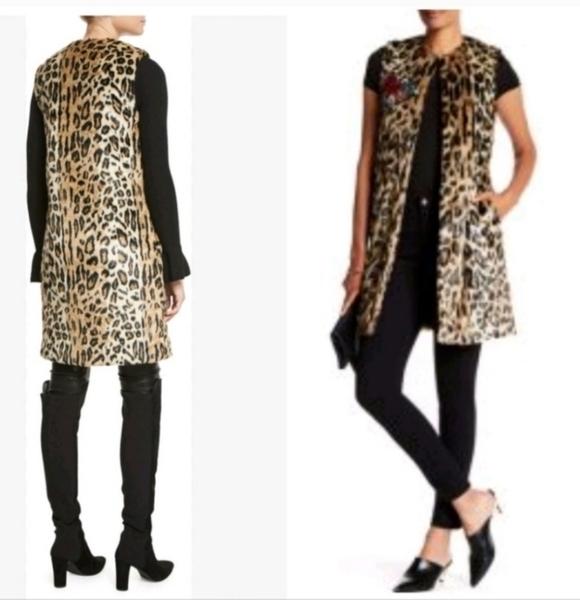 Alice + Olivia Jade Faux Fur Leopard Vest size XS - Picture 2 of 16